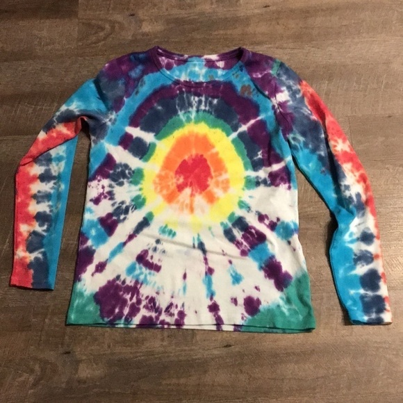 Custom Rainbow Bullseye Tie Dye Lands’ End T-shirt size M Pride - Picture 1 of 16